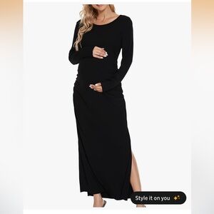 Women’s Black Maternity Maxi Dress - Long Sleeve